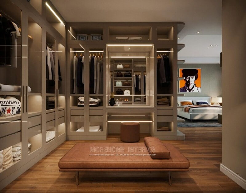 Phòng ngủ liền phòng thay đồ ấn tượng với cách thiết kế hiện đại, sang trọng Thiết kế nội thất biệt thự