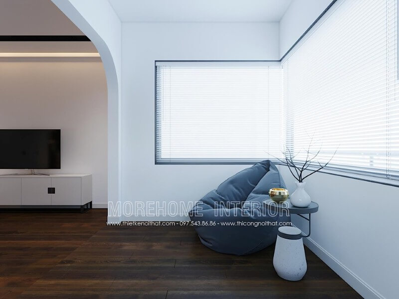 Ánh sáng thiết kế với khoảng trắng tối đa giúp không gian phòng ngủ luôn được thông thoáng. Thiết kế nội thất biệt thự