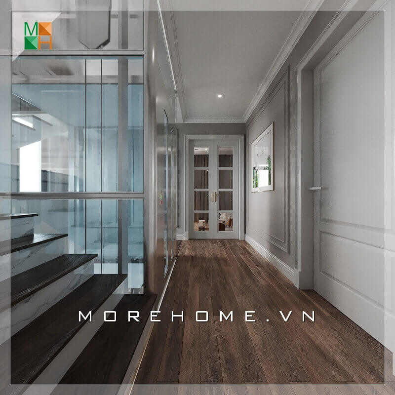 Thiết kế thang máy biệt thự vật liệu chính là kính giúp tạo cảm giác thoải mái và rộng rãi hơn. Thiết kế nội thất biệt thự