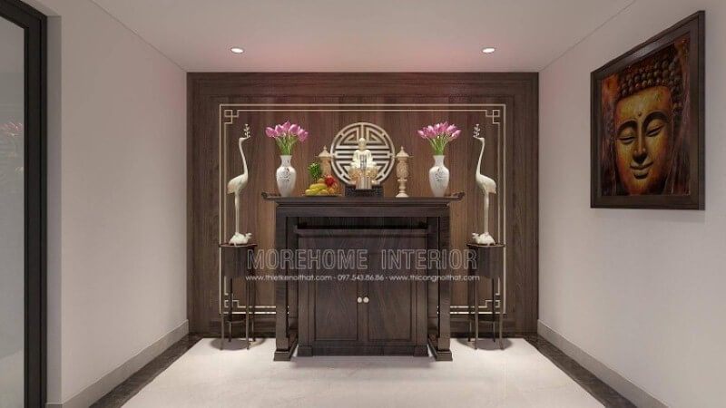 Thiết kế nội thất phòng thờ, kts không chỉ cần có hiểu biết về tín ngưỡng mà còn phong thủy của tất cả những yếu tố liên quan như vị trí để bàn thờ Phật, hiệu ứng ánh sáng, cách bố trí,.. Morehome xin giới thiệu ý tưởng thiết kế phòng thờ Phật Quan Âm tại biệt thự Imperia Hải Phòng.