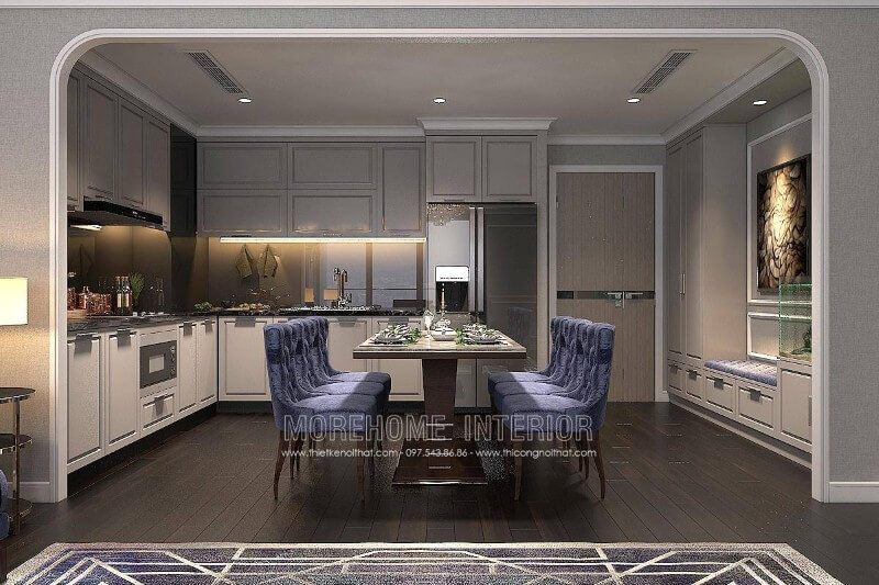 Thiết kế nội thất phòng bếp chung cư cao cấp hiện đại