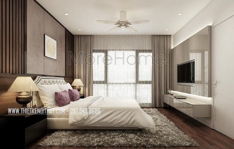 Không gian phòng ngủ master được bố trí hiện đại, đẹp mắt và đồng bộ hoàn hảo với thiên nhiên.
